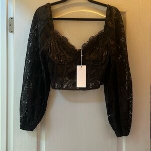 Black lace corset crop top